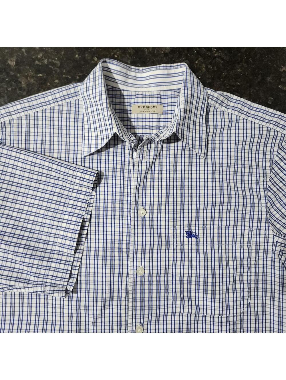 Burberry London Plaid Check Short Sleeve Button Up Preppy Designer Mens Small